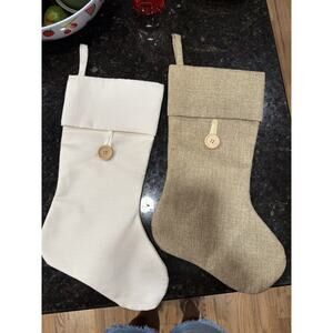 NWOT Burlap Stockings with Button Detail